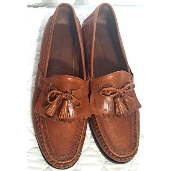 Johnson & Murphy Men's 9.5 Brown Leather Tassel Brogue Loafers - Picture 1 of 10